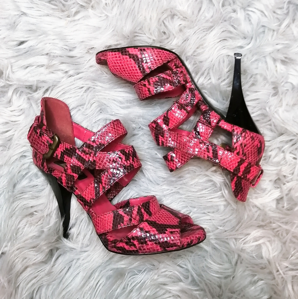 Zara Snakeskin Strappy Heels - Picture 1 of 5